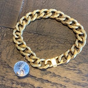 Gold Bracelet with Crystal Charm